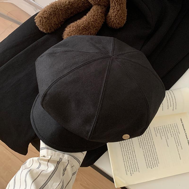 Autumn And Winter Versatile Beret Japanese Retro Literary And Artistic Octagonal Hat Big Head Circumference Showing Face Small Painter Hat Tide
