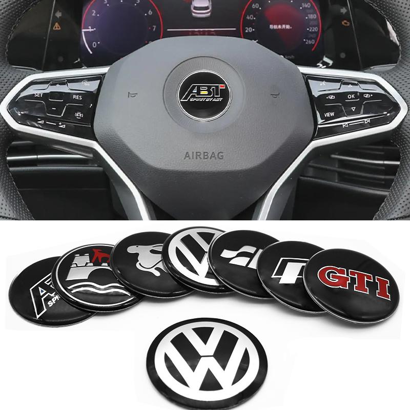 For Volkswagen For Volkswagen VW Golf Polo Passat GTI R Line R32 Jetta MK4 Car Steering Wheel Center Emblem Badge Stickers Interior Accessories