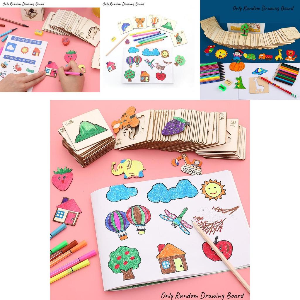 Montessori Holz Zeichenschablonen Set Für Kinder 20 Bunte Vorlagen Für Kreatives DIY Malen Und Lernspiele Chars)