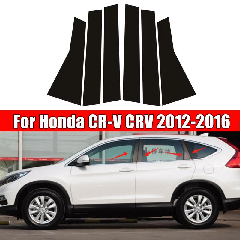 6Pcs Car Door Window Pillar Center Post Trim Stickers For Honda CR-V CRV 2012-2016 2013 2014 2015 Auto Styling Accessories