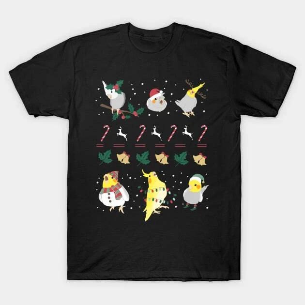ugly christmas cockatiel pattern Made in Australia T-Shirt M
