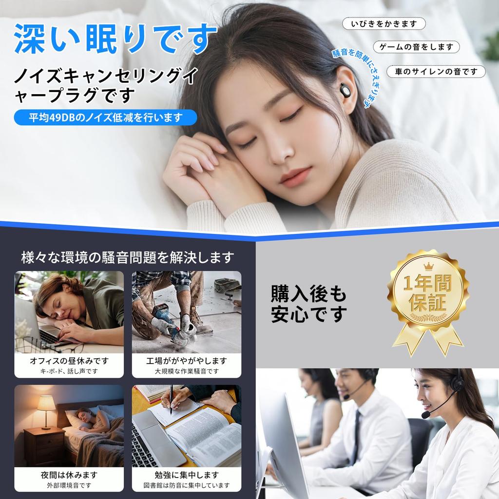 55dB Sound Alarm Includes 3 Sizes of Storage Case For Live and Use Noise-Canceling Earplugs, Blocking, Black, Compatible, Washable, Earplugs,