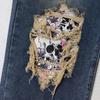 Jeans Rasgados con Calavera de Moda para Mujer - Estilo Europeo y Americano, Pierna Recta, Dobladillo Enrollado, Pantalones de Talla Grande