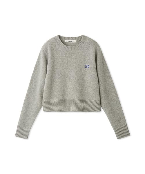 Furfur Logo Embroidered Crew Neck Sweater RWNT245047 GRY Women's