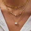 High-End Light Luxury Gold-Plated Sterling Silver Necklace & Zirconia Stud Earrings Set for Women