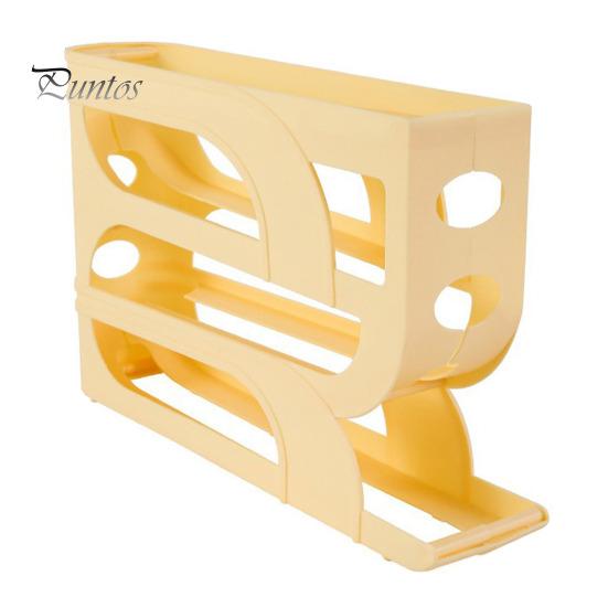 Прозрачная полка для хранения яиц с защитными ограждениями, большая вместимость, 4-х уровневый автоматический вращающийся дозатор яиц, кухонный органайзер бежевый