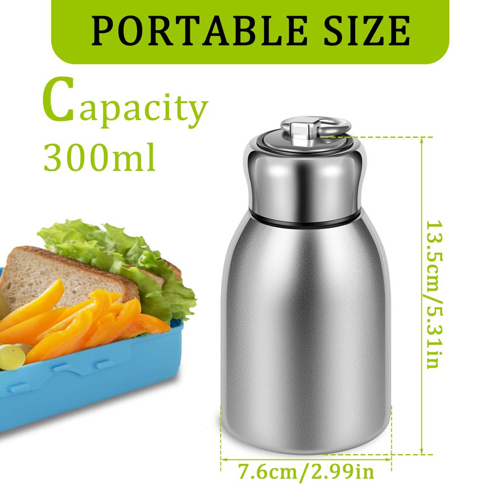 2Pcs Mini Stainless Steel Water Bottle 10oz Insulated Water Bottle Leakproof Travel Mug Portable Small Water Bottle for Home