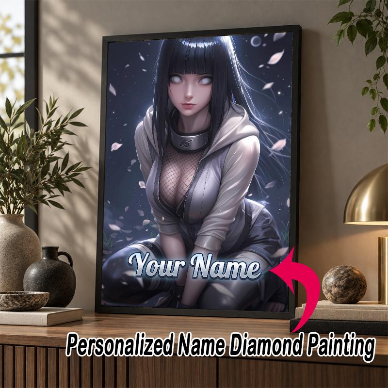 Personalized Hinata Hyuga Diamond Art Custom Name 5D Diamond Painting Full Drill DIY Craft