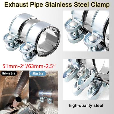 Car Motorcycles Universal 2"/2.5" Exhaust Clamp Stainless Steel Exhaust Tube Pipe Connector Joiner Sleeve Clamp Adjustable Tip