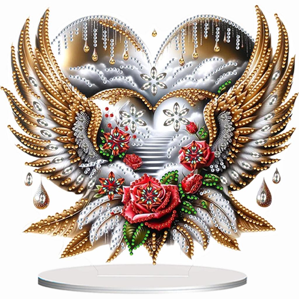 Heart and Animal DIY 2D Flat Acrylic 5D DIY Diamond Art Tabletop Decorations for Adults Beginners Home Table Decor Crafts Gift
