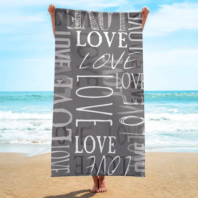 

Пляжное полотенце с индивидуальным именем, ультратонкое волокно, квадратное пляжное полотенце, материал, квадратное полотенце с буквами серии LOVE 50x100cm