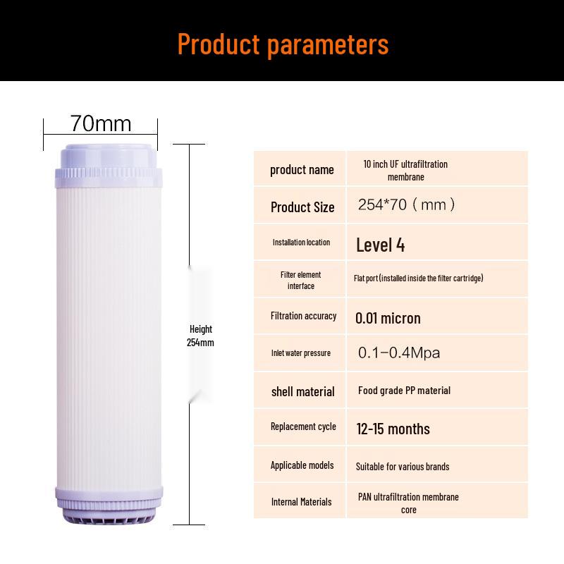 10-inch Ultrafiltration Membrane Water Purifier Insert, 20-inch UF Hollow Fiber Filtration Element