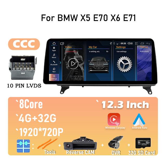 Android 14 For BMW X5 E70 X6 E71 CCC / CIC System IPS HD Touch Screen Car Video Player Multimedia Radio Stereo GPS Navigation
