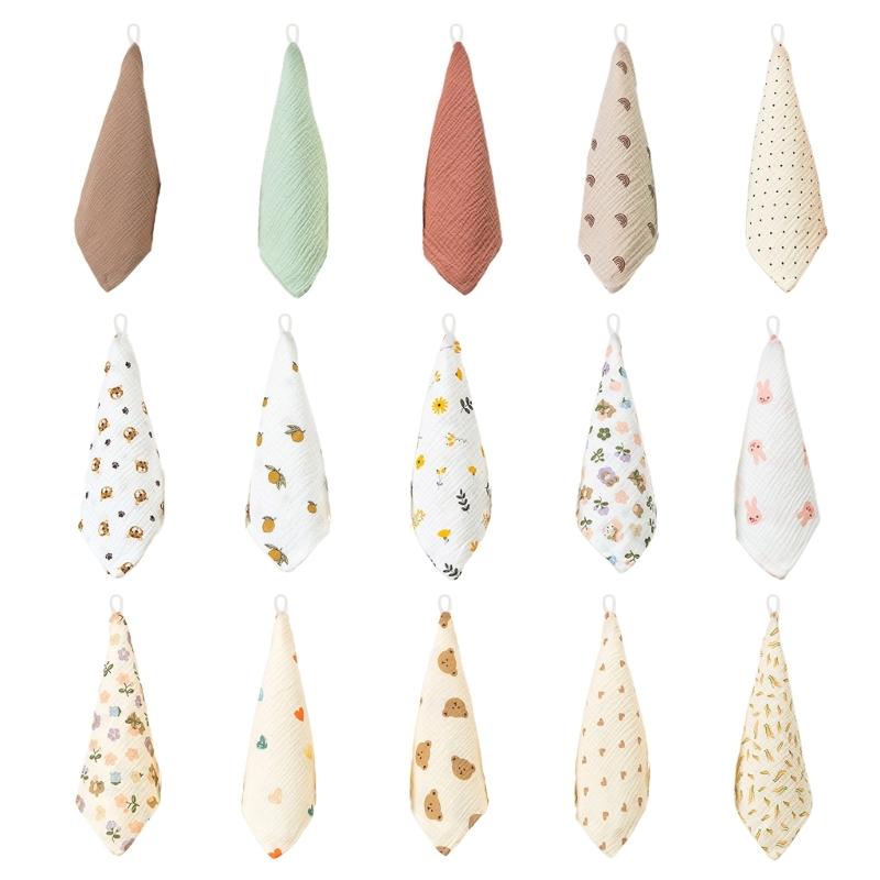 Kleine Baumwollquadrate für Babys Niedliche Baby-Spucktücher Weiche Saugfähige Waschlappen Praktische Aufhängbare Sabberlätzchen Stilvoll