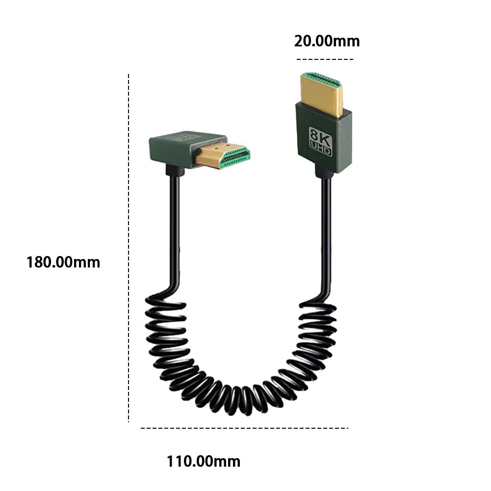 8K HDMI-Compatible To HDMI-Compatible Coiled Cable 48Gbps HDMI-Compatible To Mini/Micro HD Cable for Camera/Camcorder/PC/Monitor