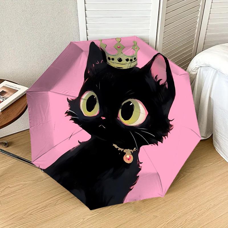 Royal Kitty Umbrella: A Charming Companion for Outdoor Adventures, Featuring Auto-Open/Close Mechanism and Lightweight Design - Perfect as a Gift
