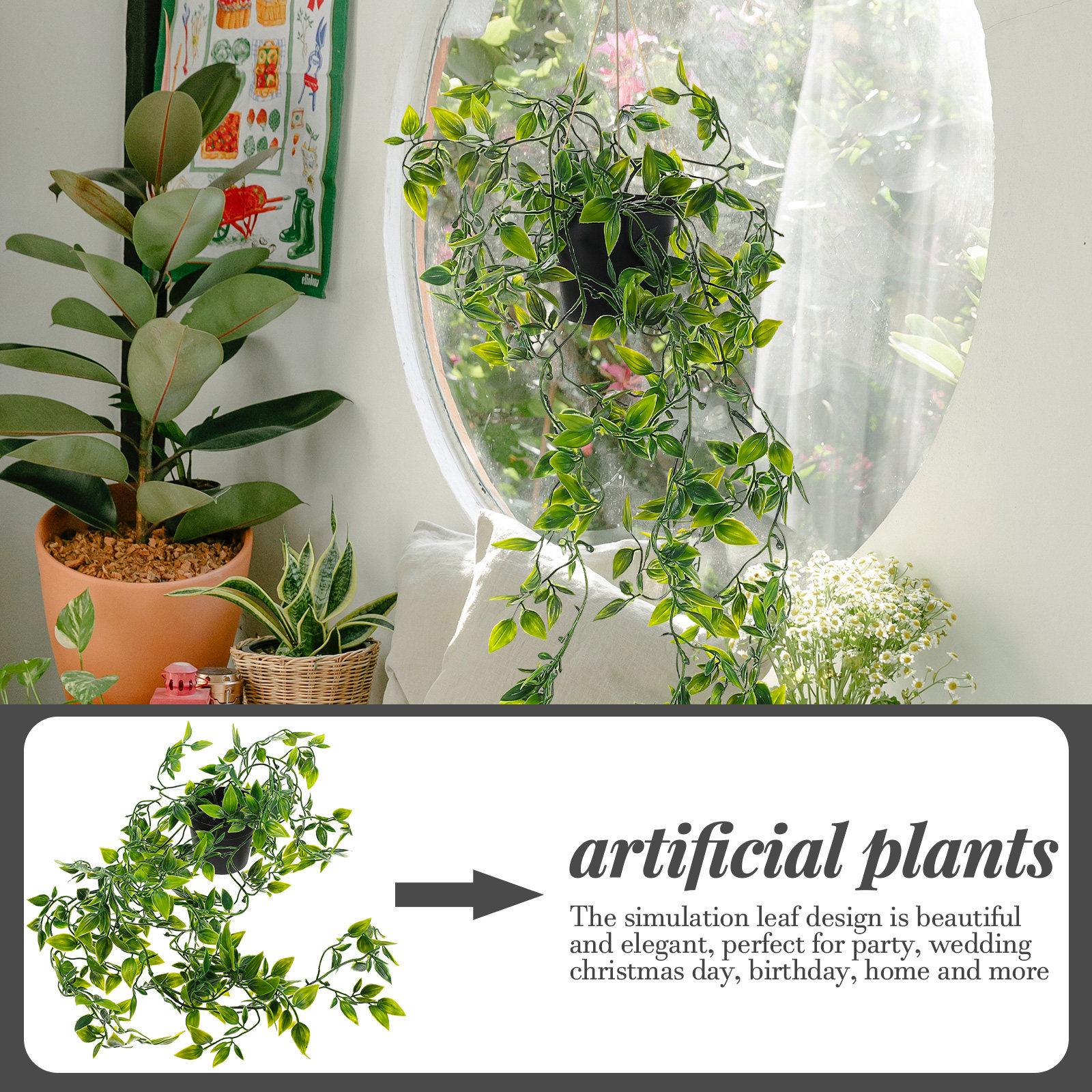 3Pcs Artificial Hanging Potted Plants Premium Realistic Simulation Greenery Decor for Home Wedding Christmas Party Indoor 60X20X17CM