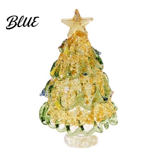 Christmas Landscaping Scene Accessory Mini Tree Figurine Handmade Colored Glaze Tabletop Ornament Creative Gifts for Friends with Star Top