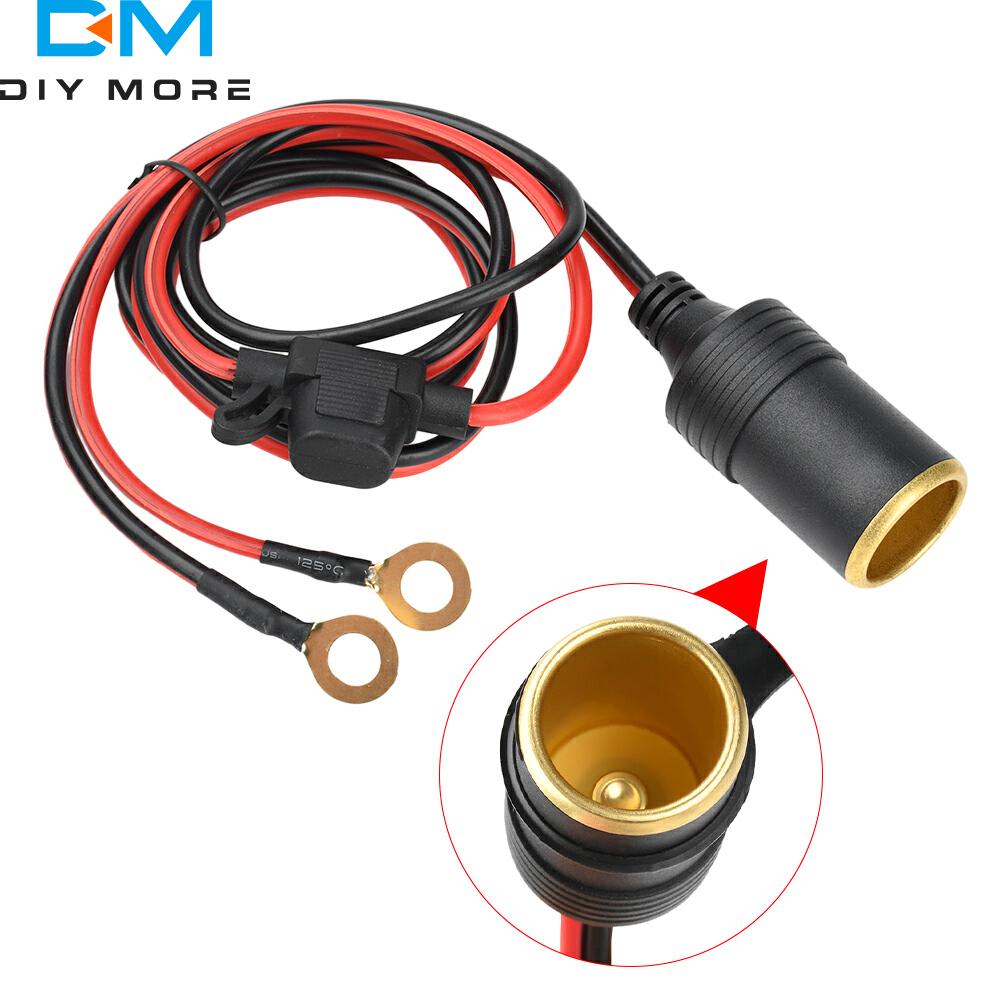 DC 12V-24V Car Motorcycle Truck Cigarette Lighter Socket Copper Nose Connector Adapter with 20A Fuse 14Awg 30Cm 1M 2M 3M