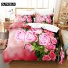 Rosenrosa Verliebte Queen Bettwäsche-Set Bettbezug Kinderzimmer Bett-Set Deckenbezug-Set King-Size Bettbezug-Set Bettwäsche-Sets