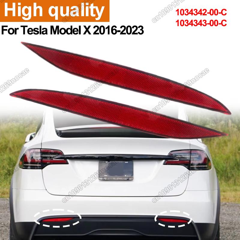 Red Rear Bumper Reflector Warning Reflective Strips For Tesla Model X 2016- Left 1034342-00-C Right 1034343-00-C Replacement
