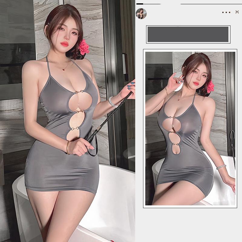 Lingerie Dress Short Skirt Temptation Leopard Print Hanging Neck Suspender One-piece Pajamas Set Sexy Womans Clothing Sex Shop