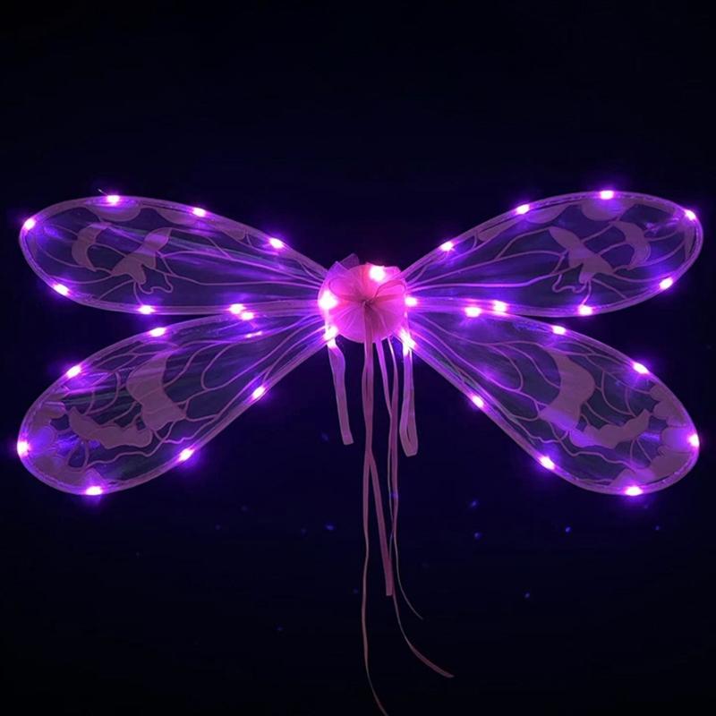 Dress Up Cicada Wing Light Up Dragonflies Wing Halloween Costume Wing LED Elves Wing Princess Wing for Women Girls Teens