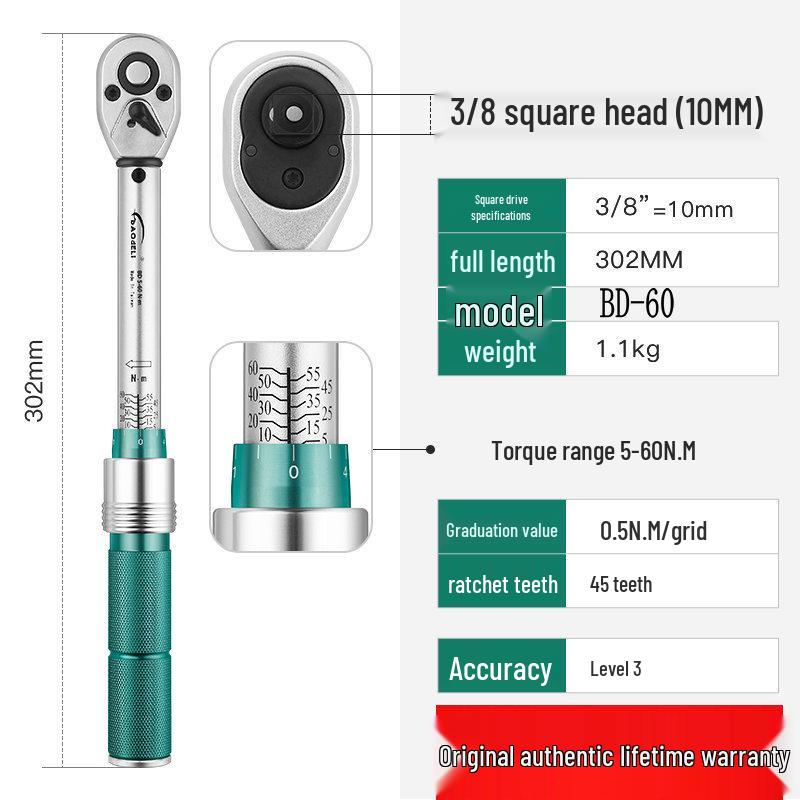 Taiwan Baodelili High Precision Adjustable Torque Wrench for Spark Plugs and Tires