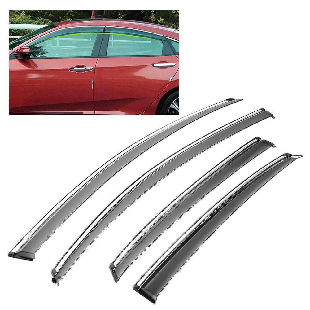 4pcs Side Window Visors Sun Rain Guard Vent Deflectors Fit for Nissan Sylphy 12 15 (Smoked)
