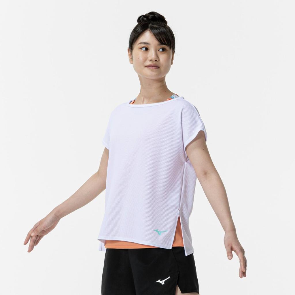 Short Sleeve Game Dynamotion Size M for Club Activities Women's Tennis/Badminton Shirt, Sweat-Wicking, Quick-Drying, Fit, White, (62JAC215),