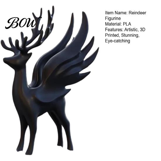 High-end Home Table Centerpiece Christmas Elk Statue with Wings, 3D Printed Reindeer Figurine, Modern Collectibles for Display Standing Deer Sculpture