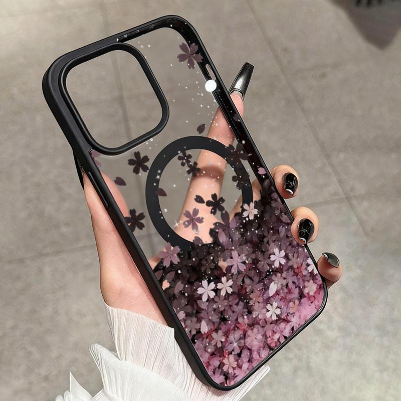 Cherry Blossom Flower Phone Case for iPhone 17 16 15 14 Pro Max 11 12 13 16E 17 Air For Magsafe Magnetic Wireless Charge Cover