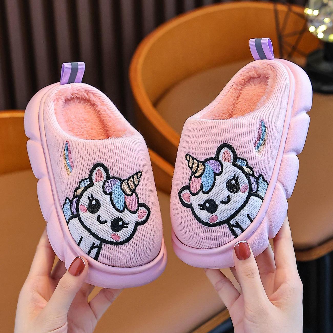 

Kids Winter Warm Shoes for Boys Girls Cotton Slippers Outdoor Snow Boots Flat Bottom Anti Slip Soft Comfortable Children Shoes 24