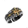 Adjustable Open Ring Men Women Vintage Black Crusade Champion Abaddon Eye Motif Copper Statement
