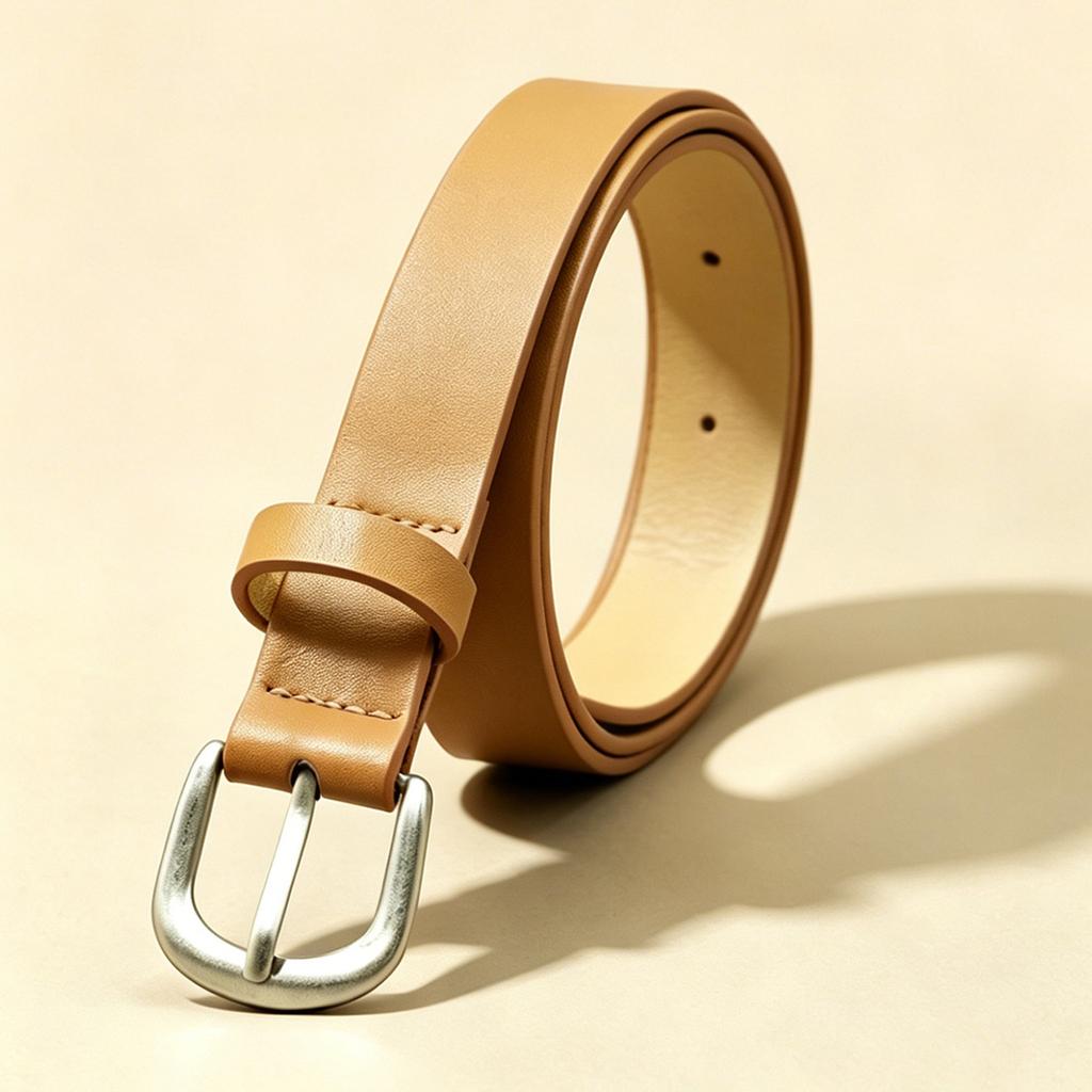 Simple light brown lady pin buckle belt, versatile casual soft leather decorative belt wholesale directly from the manufacturer