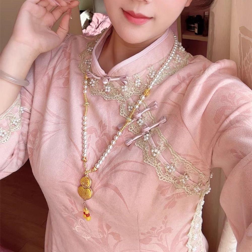 Beads Song Brocade Gourd Necklace Luxury Pearl Long Sweater Chain Women