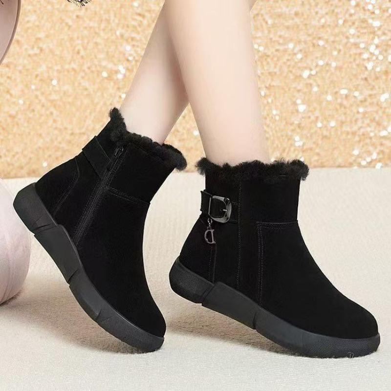 Retro matte snow boots women's velvet thickened warm winter cotton shoes new non-slip thick-soled short boots