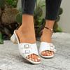 2026 Fashion Buckle Designer Women's Sandals Comfortable Square Toe Open Toe Mules Summer Elegant Party High-heeled Sandals
