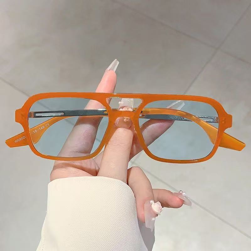 Double-bridge Frame Double-bridge Sunglasses for Women Outdoor UV400 Protection Sun Glasses Men's Retro Square Driving Goggles