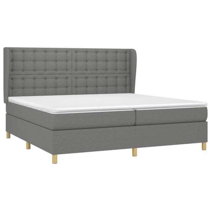 3128870 vidaXL Lit à sommier tapissier avec matelas Gris foncé 200x200cm Tissu