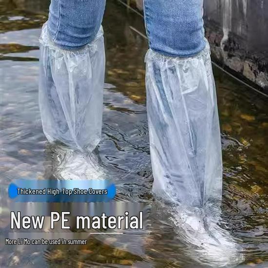 Waterproof Non-Slip Disposable Rain Shoe Covers - Thickened, Wear-Resistant, Long Plastic Isolation for Outdoor Use