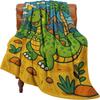 Dinosaur Flannel Throw Blanket – Soft Cozy Fleece Blanket with Cute Cartoon Design, Perfect for Home, Office, Sofa & Car