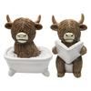Creative Resin Animal Figurine Toilet Seat Cow Statue Sculpture Decorative Accent For Bathroom Counter Top Display