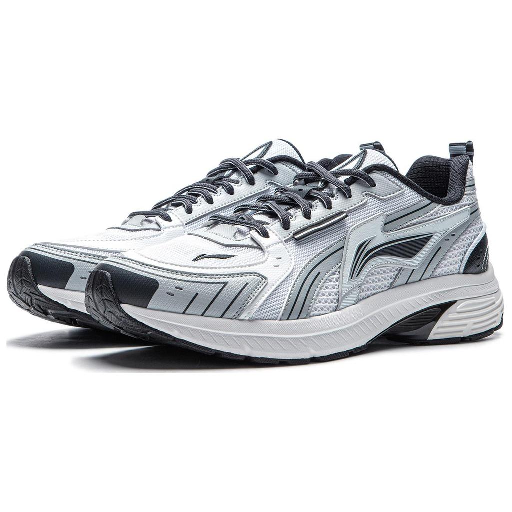 New LiNing Shake 1.5 Cushioned Slip Resistant Abrasion Resistant Low Top Running Shoes Men's White Gray ARXU013-1