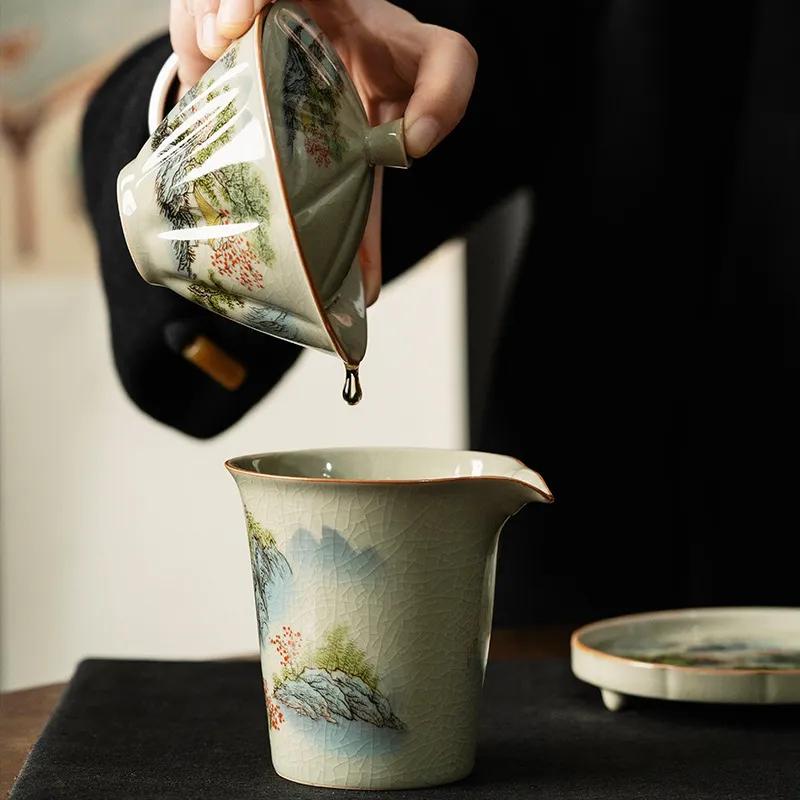 Jingdezhen-Ceramic Tea Cup with Bamboo Hat, Traditional Handmade Tea Ware, Single Bowl, Kung Fu Tea with Lid, Sancai Gaiwan