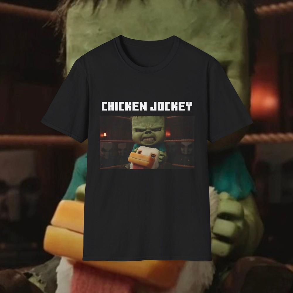 Chicken Jockey Steve Mine Craft Meme Unisex Softstyle T-Shirt Top Tee Unisex T-Shirt L