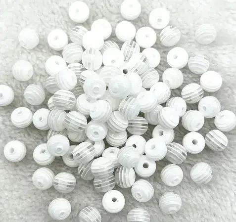 TX02 50 Piezas 8mm Hermosas Redondas Transparencia Cuentas Sueltas Rayas Departamento de Joyería DIY Pulsera Asequible Accesorios de Tendencia Cuentas