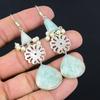Daughters Day Sale Natural Amazonite 925 Sterling Silver Dangle Earrings Jewelry