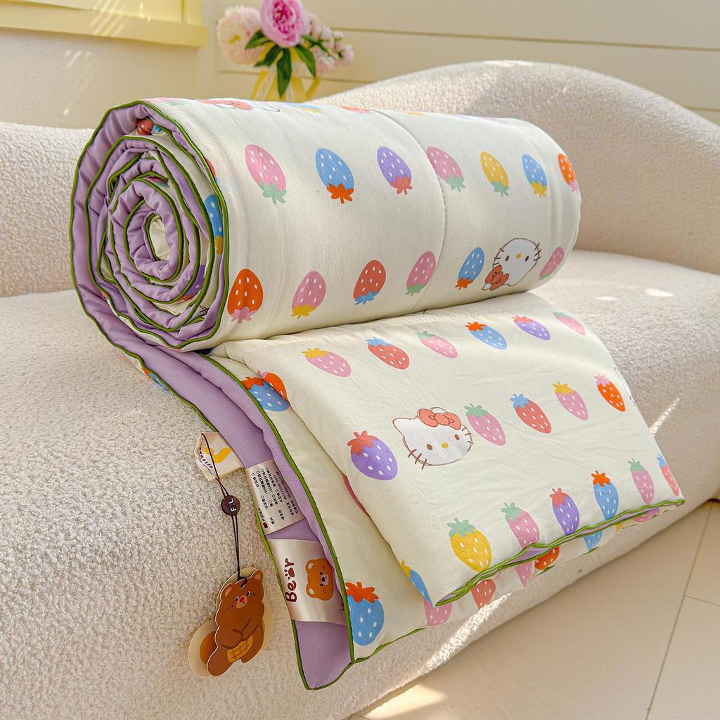 Washed Crinkled Gauze Summer Quilt - Skin-Friendly Cool Blanket for Air Conditioning