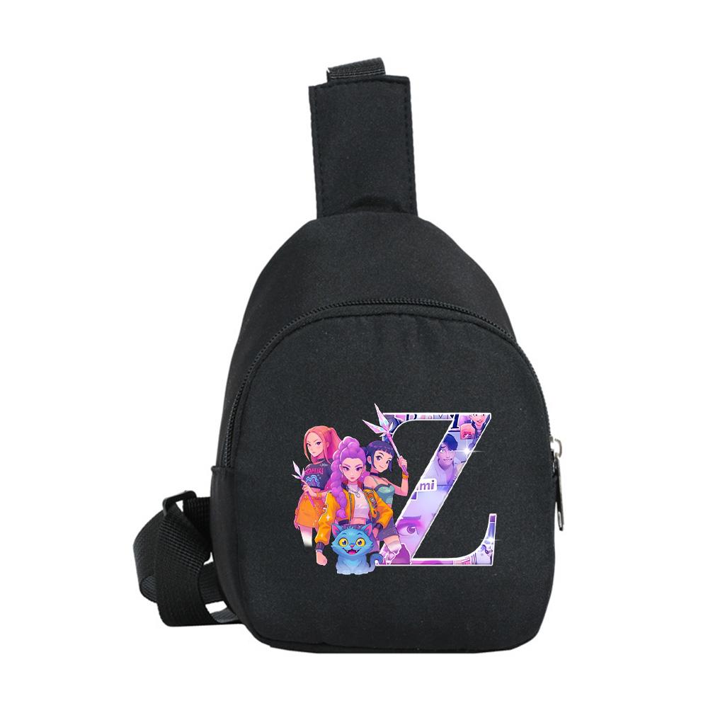 Kreslený 26 Anglické Písmeno K-Pop Lovci Démonov Potlačený Kawaii Hrudný Vak pre Chlapca Dievča Taška cez Rameno Študent Prenosná Crossbody Taštička Vianočný Darček